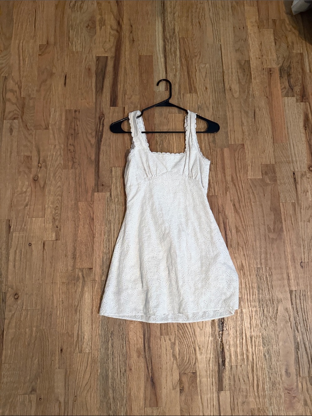 Princess Polly White Eyelet Mini Dress with Scalloped Straps